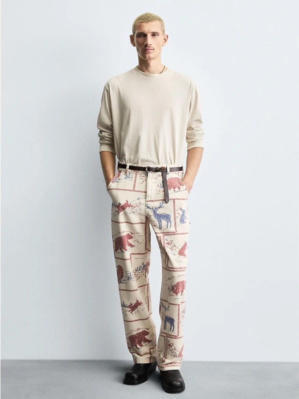 NWT Zara Man Rare Bloggers Fav Animals COMIC PRINT PANTS Size 29